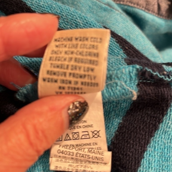 L.L Bean Turquoise/Navy Striped Cotton Rugby Pullover Sz. S - Picture 6 of 6